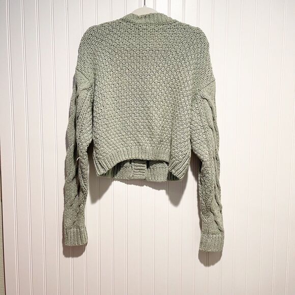 Free People Bonfire Cardi Mint Green Cableknit Size Small - Picture 8 of 9